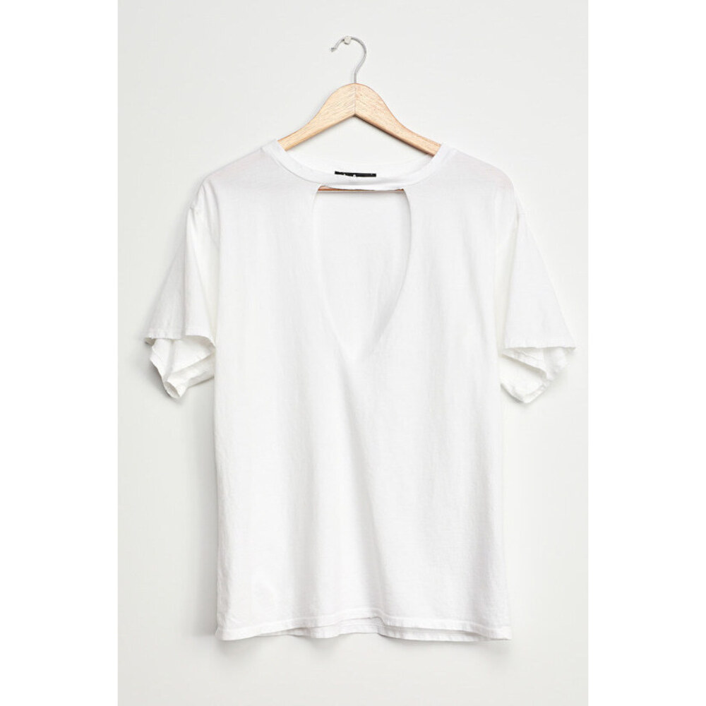 Lulus In The Rough White Distressed Cutout Tee - Size L